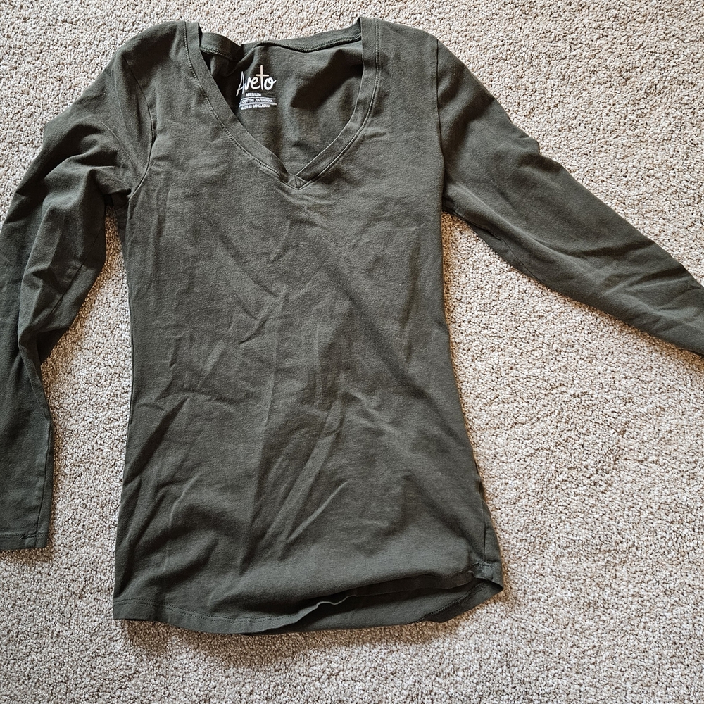 Veto Green Fitted Long Sleeve Blouse